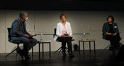Round Table (de izq.): Stefan Rinke (FU Berlin), Esther Müller (ex colona), Evelyn Hevia (FU Berlin, entrevistadora)